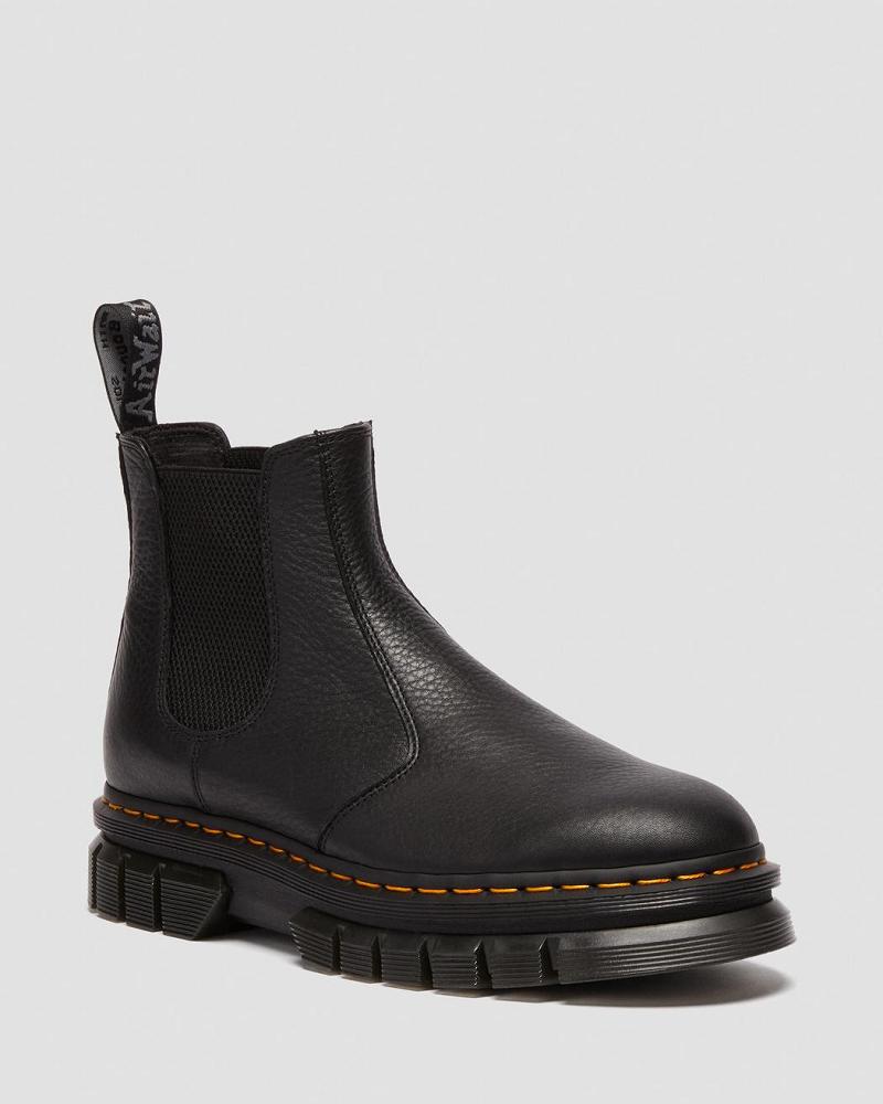 Black Men\'s Dr Martens Rikard Lunar Leather Chelsea Boots | CA 494DFM